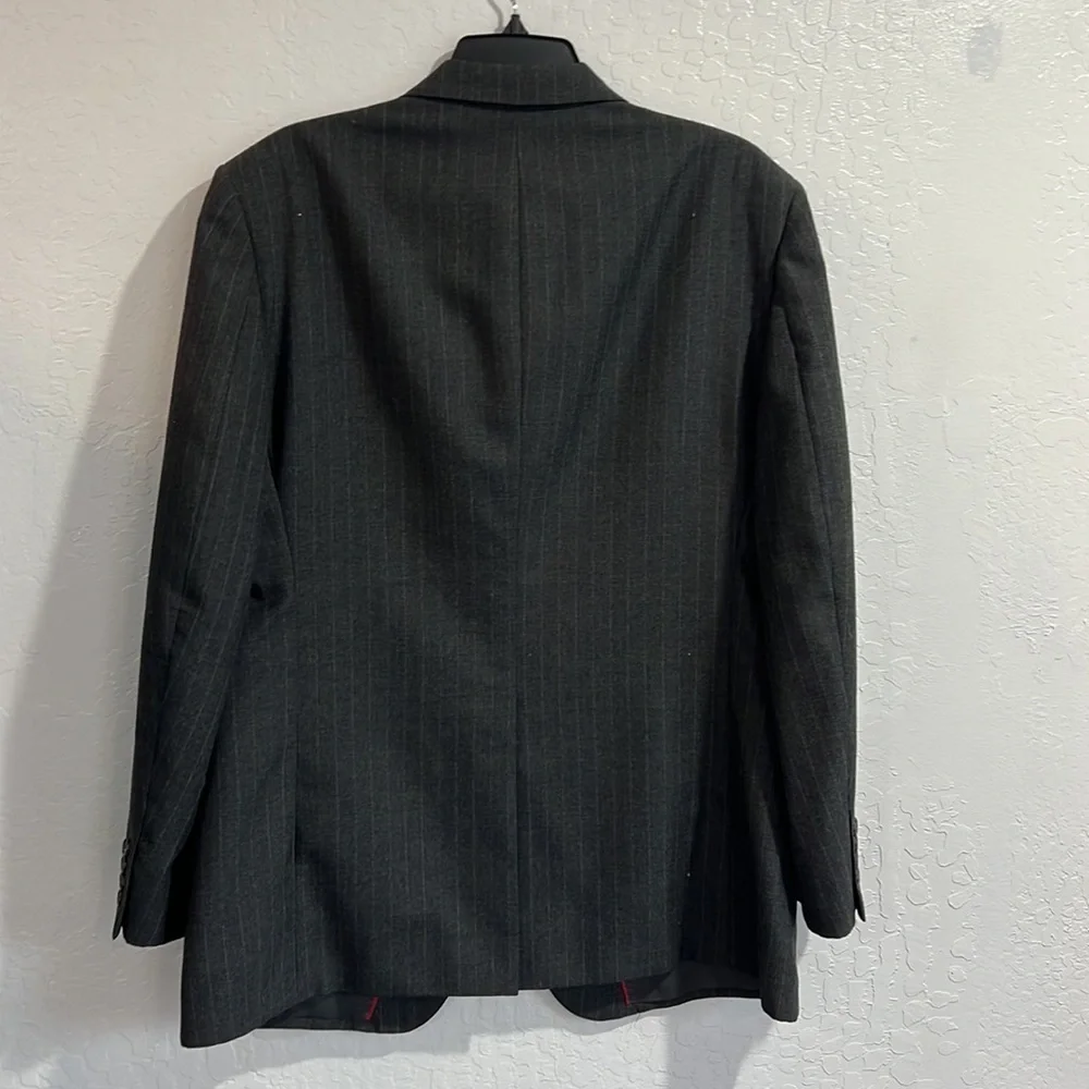 AUSTIN MANOR MENS BLACK GRAY STRIPED SUIT Jacket SIZE: 40R